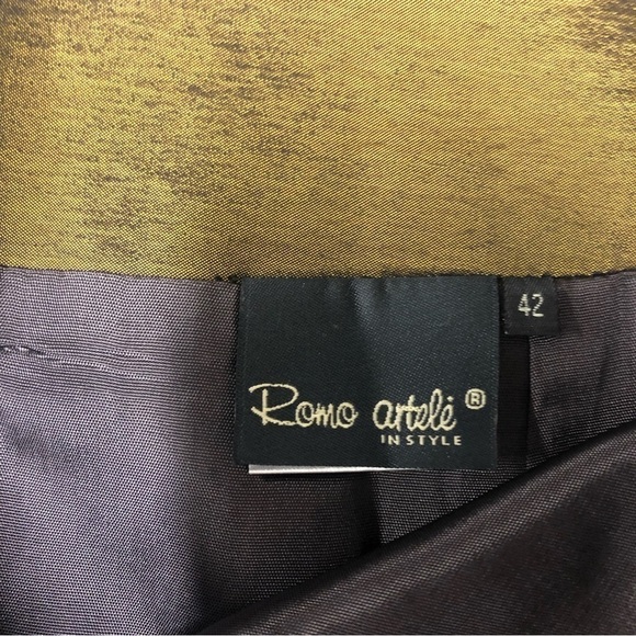 Romo Artele Gold Bronze Skirt With Tulle Viscose Blend Size 42 NWT - Picture 3 of 5